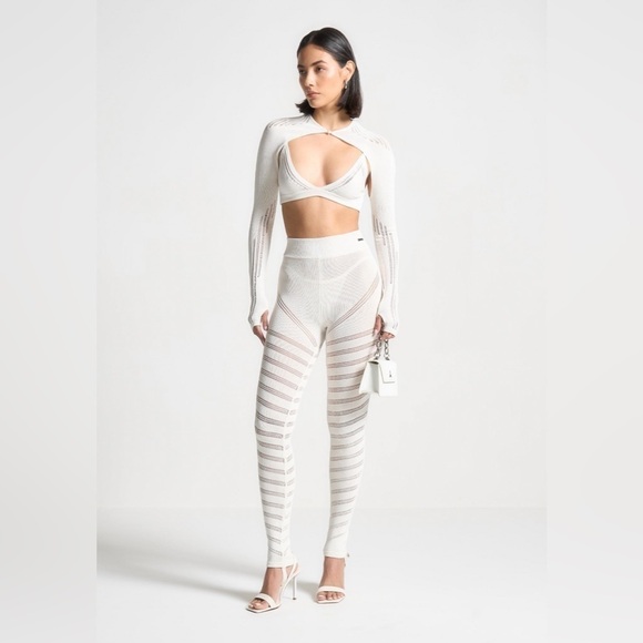 Maniere de Voir High Waisted Knit Spiral Contour Leggings Fall Winter 2024 NWT - Picture 4 of 9